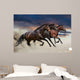 Horses running at a gallop along the sandy field Wall Mural
