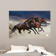 Horses running at a gallop along the sandy field Wall Mural