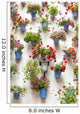 Blue Flowerpots and Red Flowers on a white wall with vintage lan 