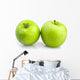 Two green apples on white background Wall Decal