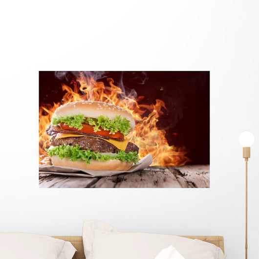 Delicious Hamburger on Wood 