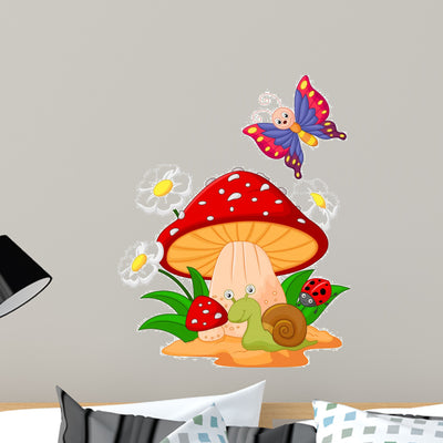 Small Animal Cartoon Wall Decal shown on a wall