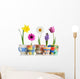 Colorful Spring Flowers in Fun Ceramic Containers Wall Decal