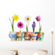 Colorful Spring Flowers in Fun Ceramic Containers Wall Decal