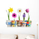 Colorful Spring Flowers in Fun Ceramic Containers Wall Decal