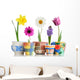 Colorful Spring Flowers in Fun Ceramic Containers Wall Decal