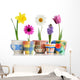 Colorful Spring Flowers in Fun Ceramic Containers Wall Decal