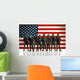 Soldiers against the background of the American/USA flag. 