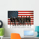 Soldiers against the background of the American/USA flag. 