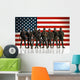 Soldiers against the background of the American/USA flag. 