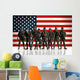 Soldiers against the background of the American/USA flag. 