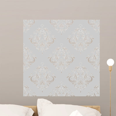 Vector Seamless Backdrop Damask Wall Decal shown on a wall