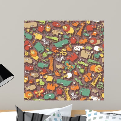 Animals and Objects Seamless Wall Decal Design 1 shown on a wall