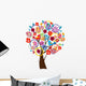 Vector Easter Tree with Eggs, Flowers, Birds Wall Decal