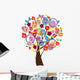 Vector Easter Tree with Eggs, Flowers, Birds Wall Decal