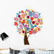 Vector Easter Tree with Eggs, Flowers, Birds Wall Decal
