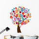 Vector Easter Tree with Eggs, Flowers, Birds Wall Decal