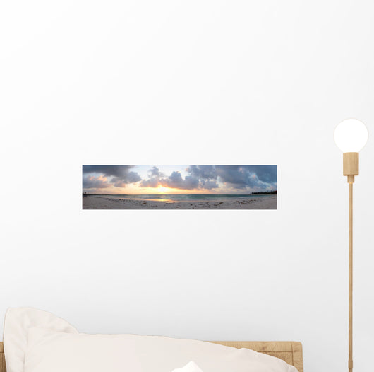 Panoramic of Caribbean Beach at Sunrise 
