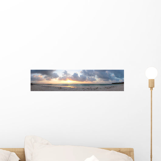 Panoramic of Caribbean Beach at Sunrise 