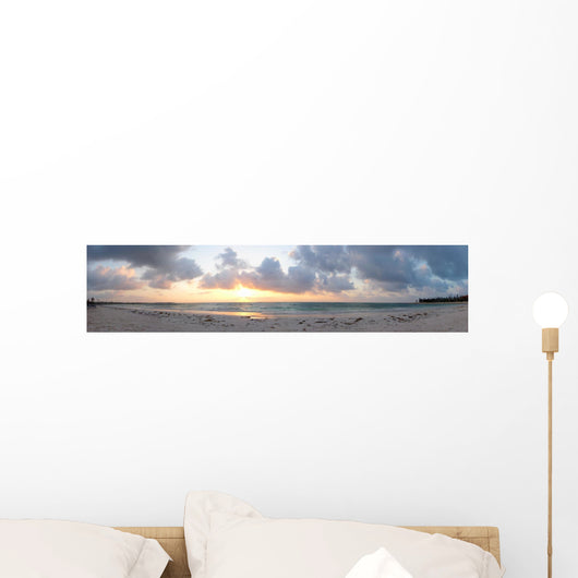 Panoramic of Caribbean Beach at Sunrise 