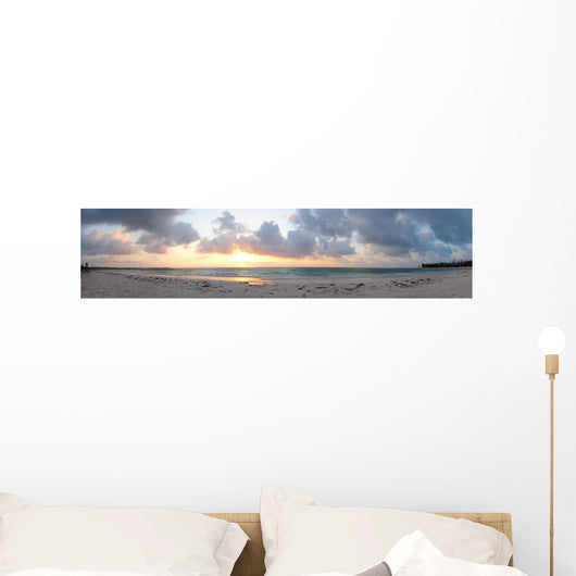Panoramic of Caribbean Beach at Sunrise 