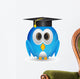 Blue twitter bird with graduation cap Wall Decal