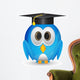 Blue twitter bird with graduation cap Wall Decal
