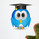 Blue twitter bird with graduation cap Wall Decal