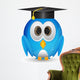 Blue twitter bird with graduation cap Wall Decal