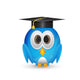 Blue twitter bird with graduation cap Wall Decal