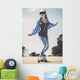 Young Woman down Road Wall Decal