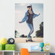 Young Woman down Road Wall Decal