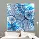 Dark Blue Fractal Flower Digital Artwork Wall Mural