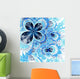 Dark Blue Fractal Flower Wall Mural