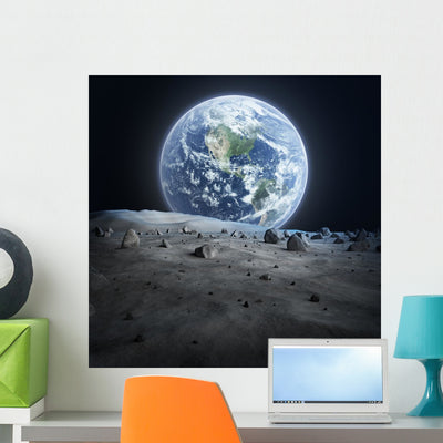 Earth Seen from Moon shown on a wall