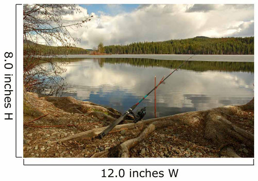 Fishing Rod Placed on the Ground near a  Lake Outdoors at a Recr Wall Mural