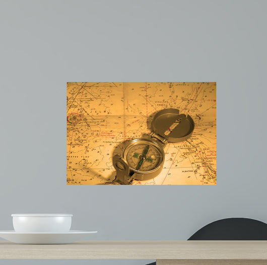 Compass and Nautical Map Wall Decal