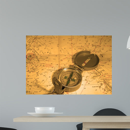 Compass and Nautical Map Wall Decal