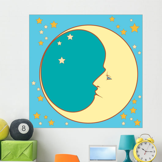Crescent Moon in Profile With Stars 
