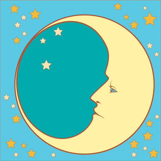 Crescent Moon in Profile With Stars 