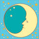 Crescent Moon in Profile With Stars 