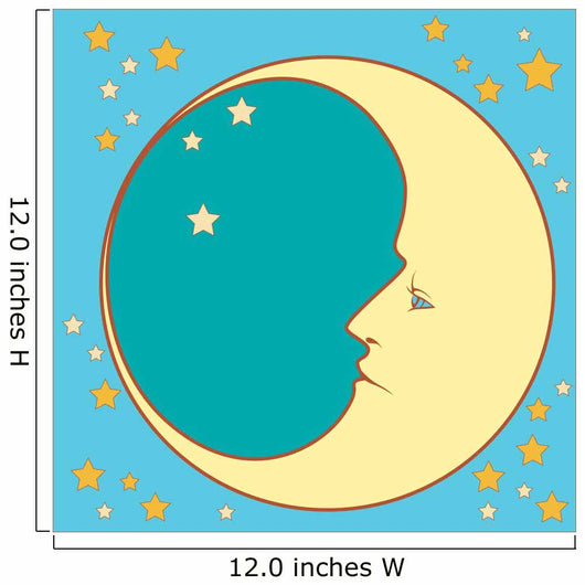Crescent Moon in Profile With Stars 