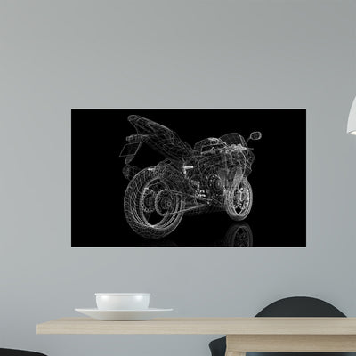 Bike Motorcycle 3D Model Wall Mural shown on a wall