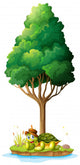 An island with a smiling turtle under the tree Wall Decal
