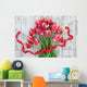 Red Tulip Flowers Wall Mural