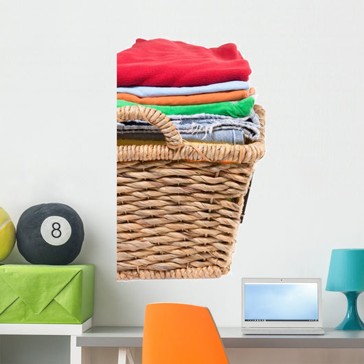 Wicker Basket of Clean Fresh Laundry 