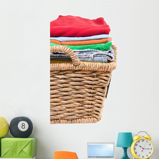 Wicker Basket of Clean Fresh Laundry 