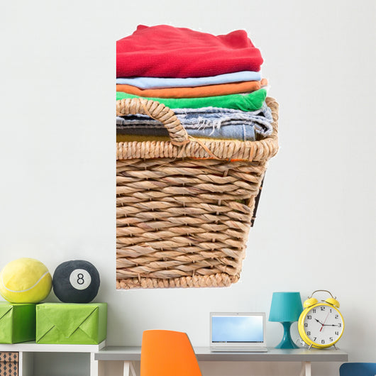 Wicker Basket of Clean Fresh Laundry 