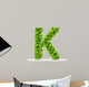 Letter K,  vector alphabet of green leaves 