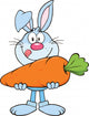 Hungry Blue Rabbit Cartoon Character Holding a Big Carrot Wall Decal